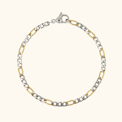 Two Toned Figaro Chain Bracelet